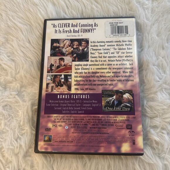 One Fine Day George Clooney Michelle Pfeiffer (DVD, 1999) - Picture 2 of 4